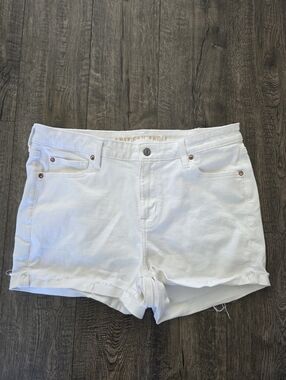American Eagle Outfitters High Rise White Denim Cuffed Women's Shorts